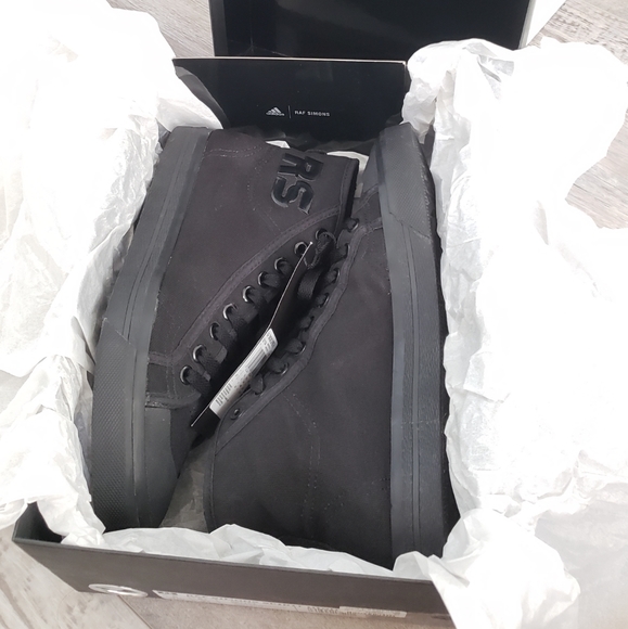 100% Authentic Raf Simons x Adidas Spirit  High Black Sneakers Sz 8 US - Picture 9 of 10